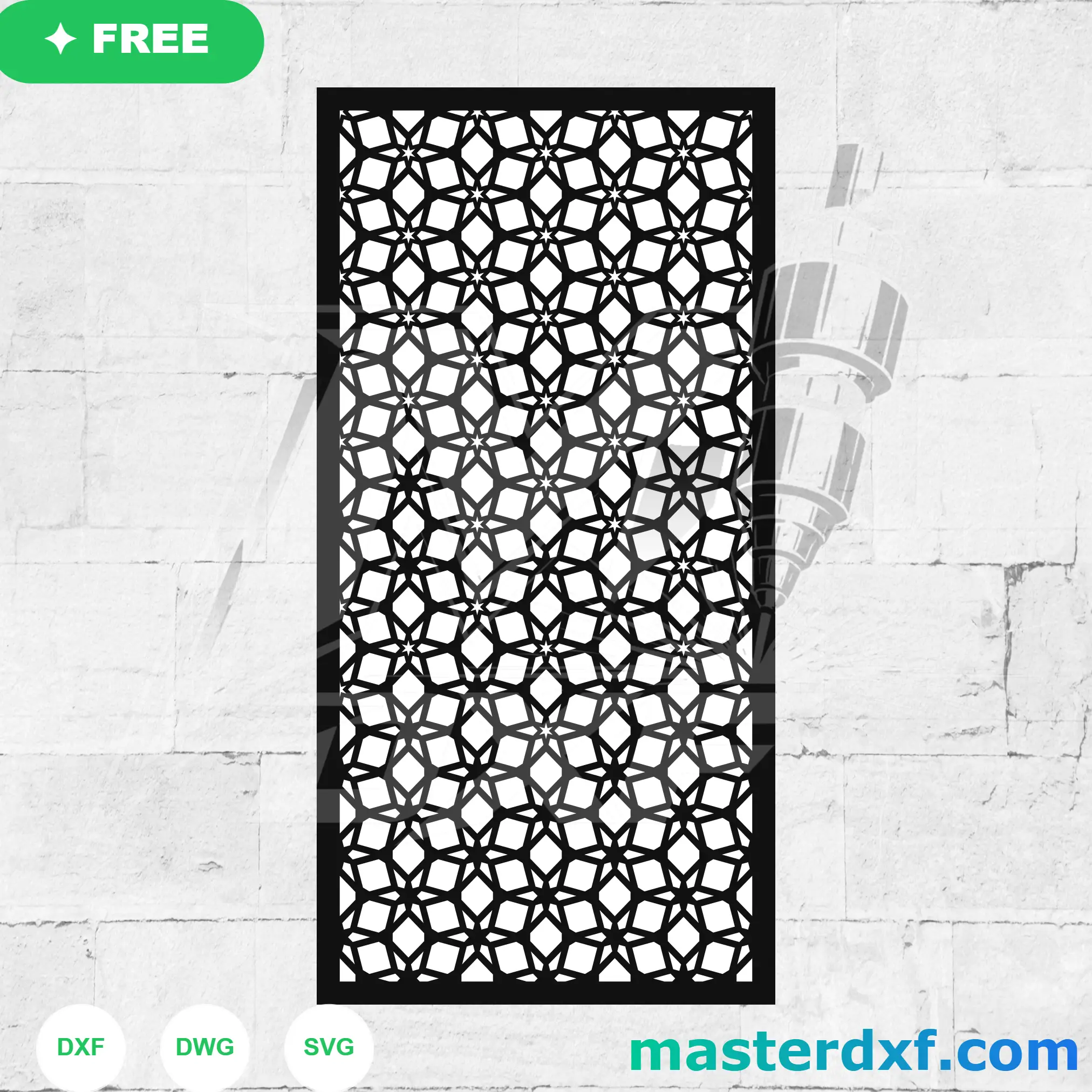 Geometric Islamic Octagram Star Lattice Vector Panel for CNC DXF File